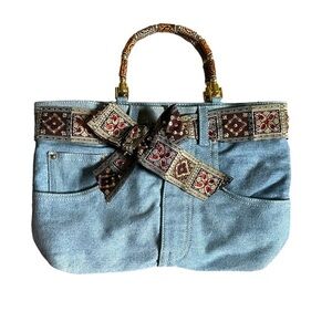 Vintage Braciano Denim Shorts Purse Handbag Belt Pockets 90s